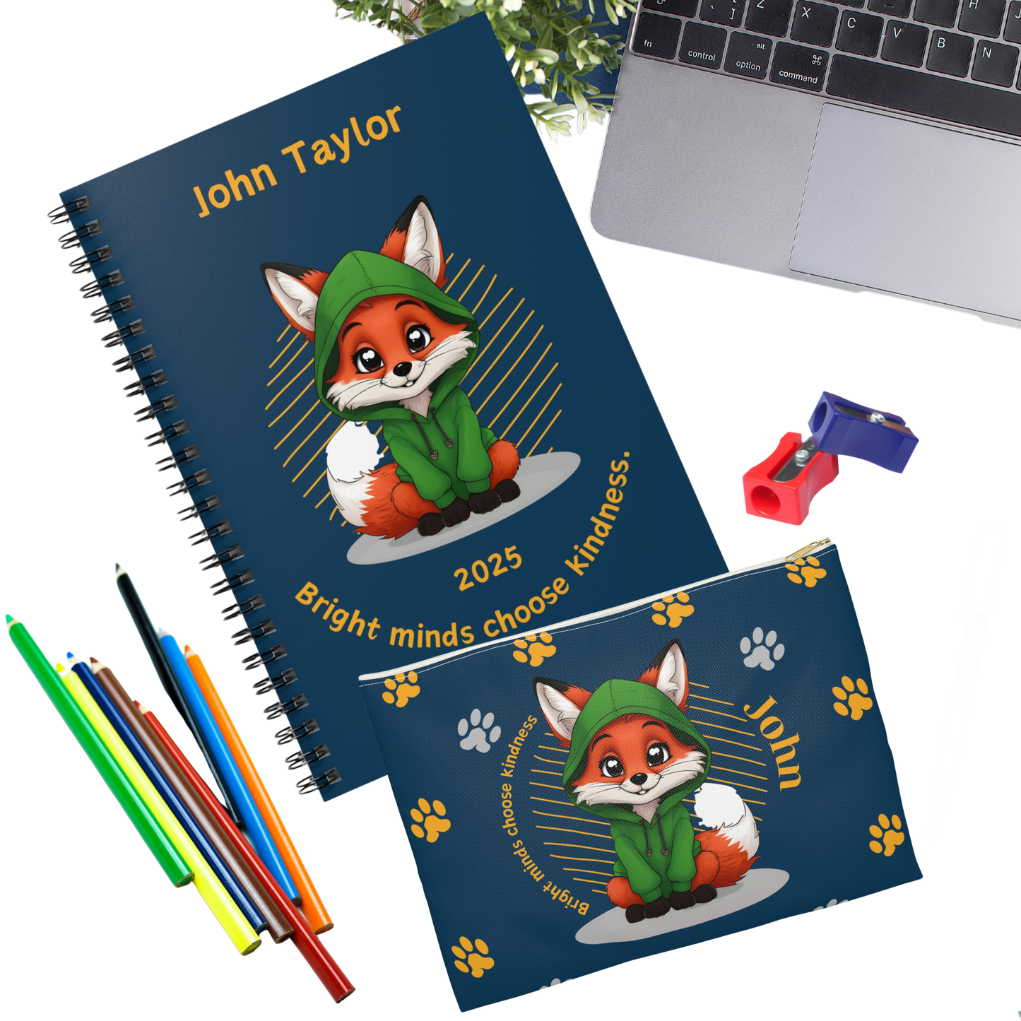 "Bright minds choose kindness." Pencil Case & Accessory Pouch II
