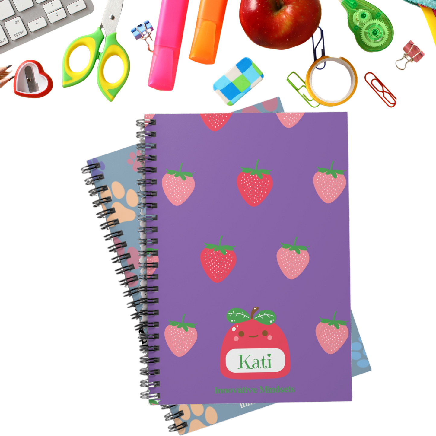 Personalized Cute Strawberry Fruit Notebook for Kids