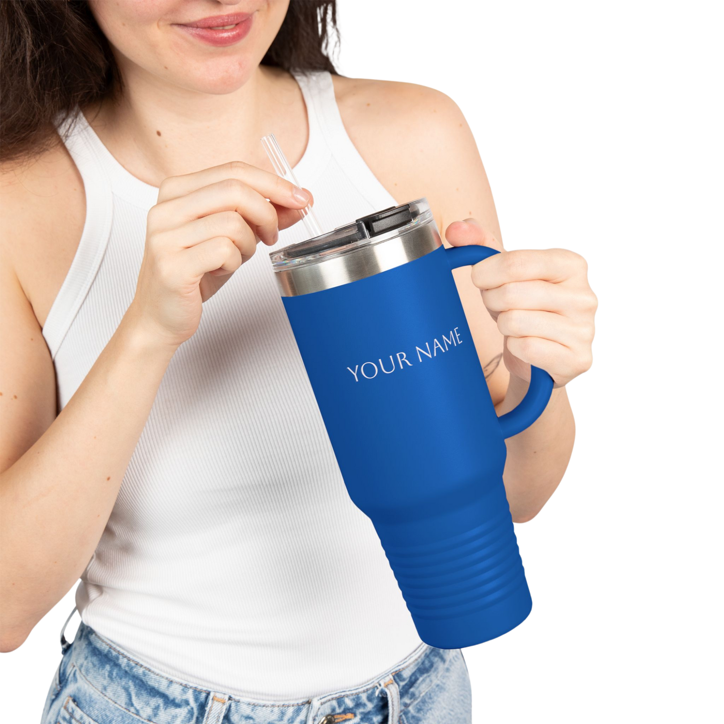 Personalized Insulated Tumbler – 40oz Stainless Steel Tumbler with Straw & Lid