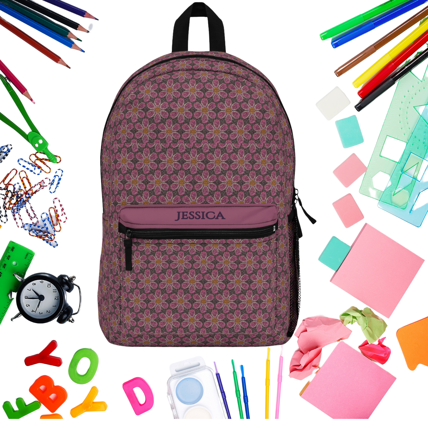 Personalized Glitter Floral Backpack