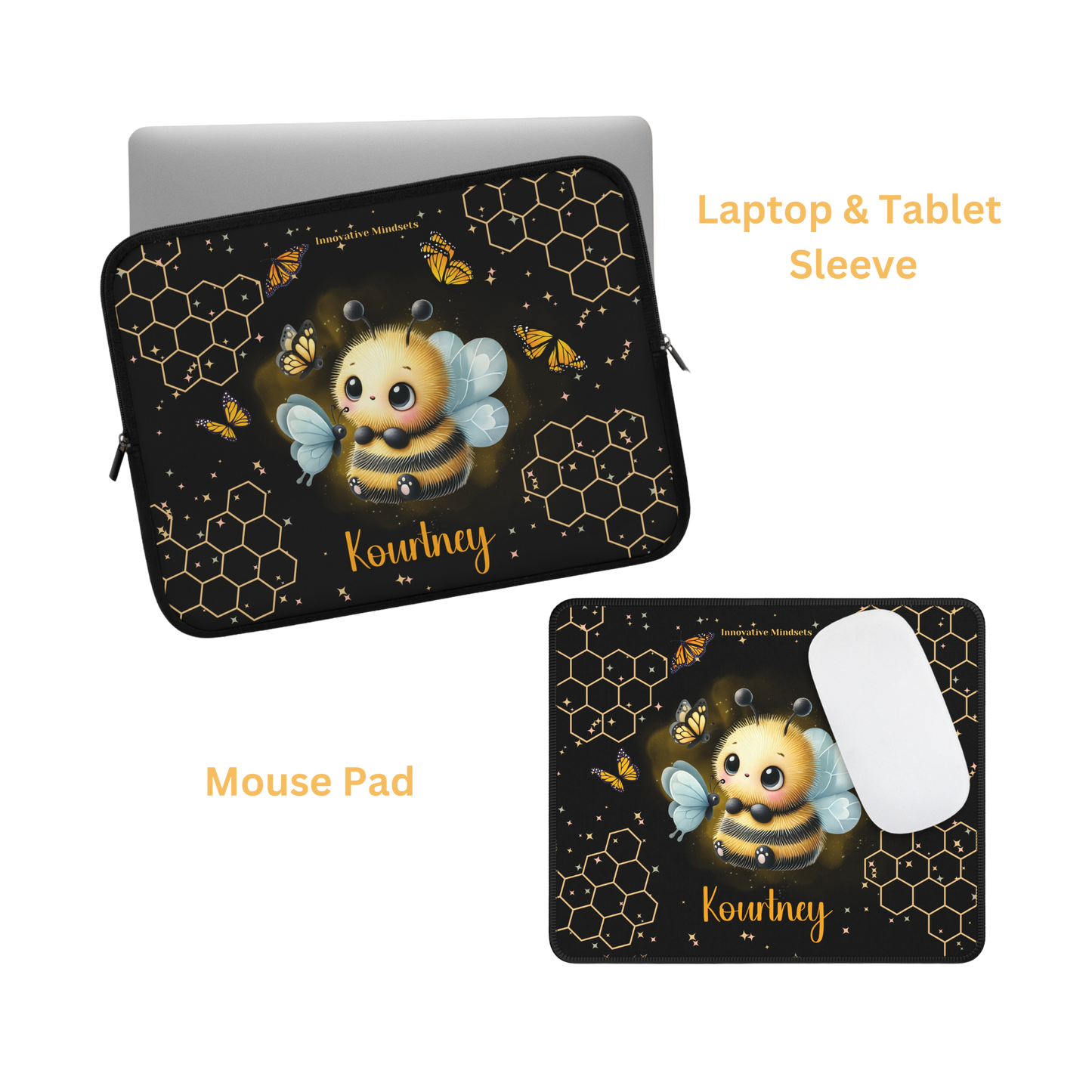 "Butterfly Bee" Personalized Laptop & iPad Sleeve