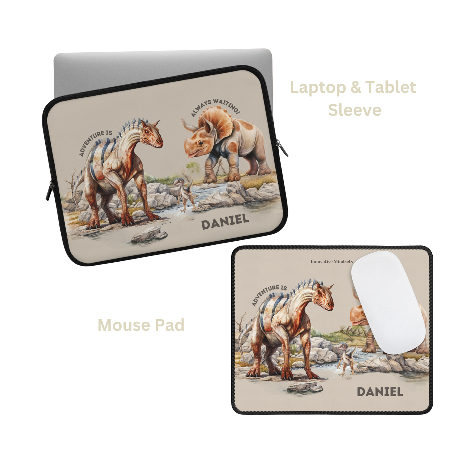 "Dino Adventures" Personalized Laptop & iPad Sleeve
