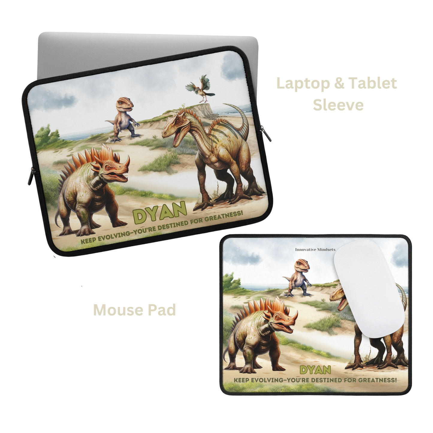 "Dino Greatness" Personalized Laptop & iPad Sleeve