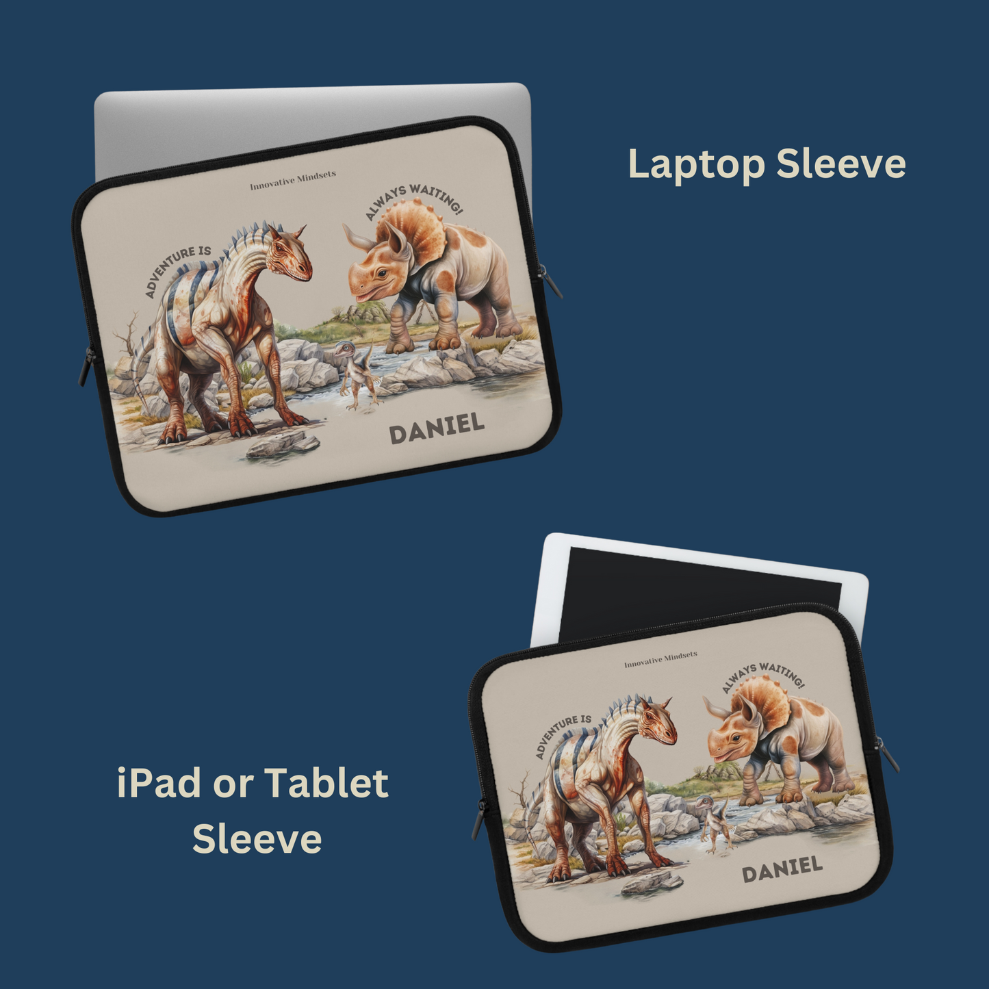 "Dino Adventures" Personalized Laptop & iPad Sleeve