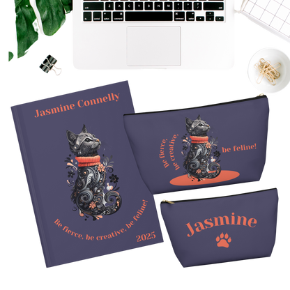 "Be fierce, be creative, be feline!" Personalized Accessory Pouch