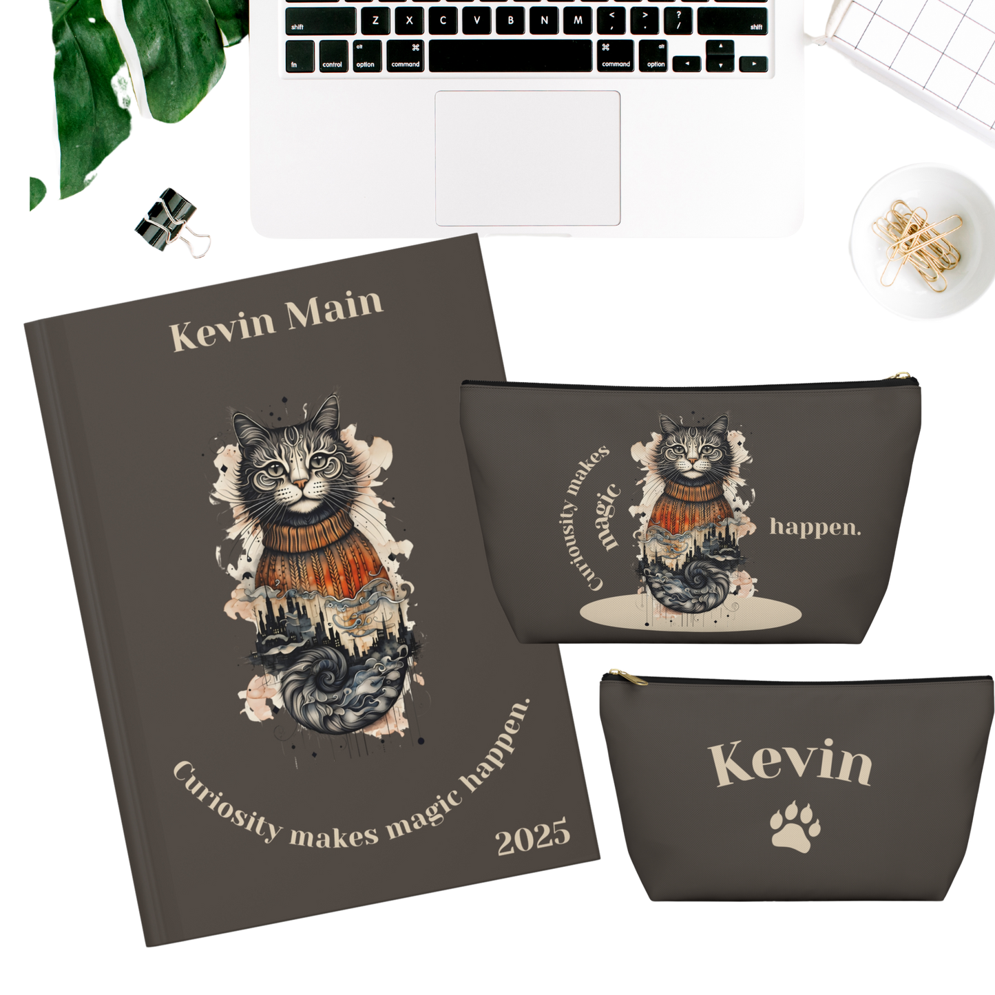 "Curiosity makes magic happen." Personalized Accessory Pouch