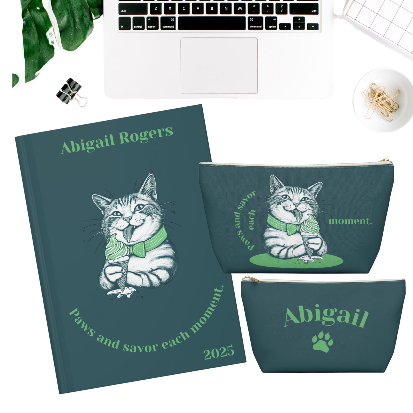"Paws and savor each moment." Personalized Accessory Pouch