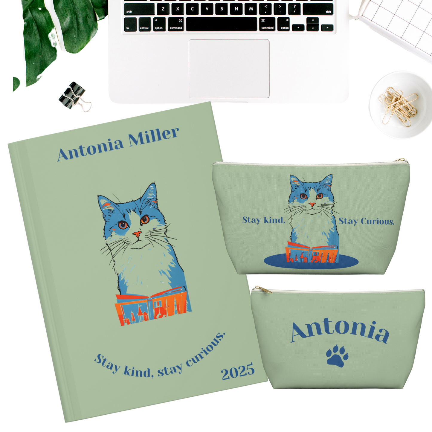 "Stay kind. Stay curious." Personalized Accessory Pouch