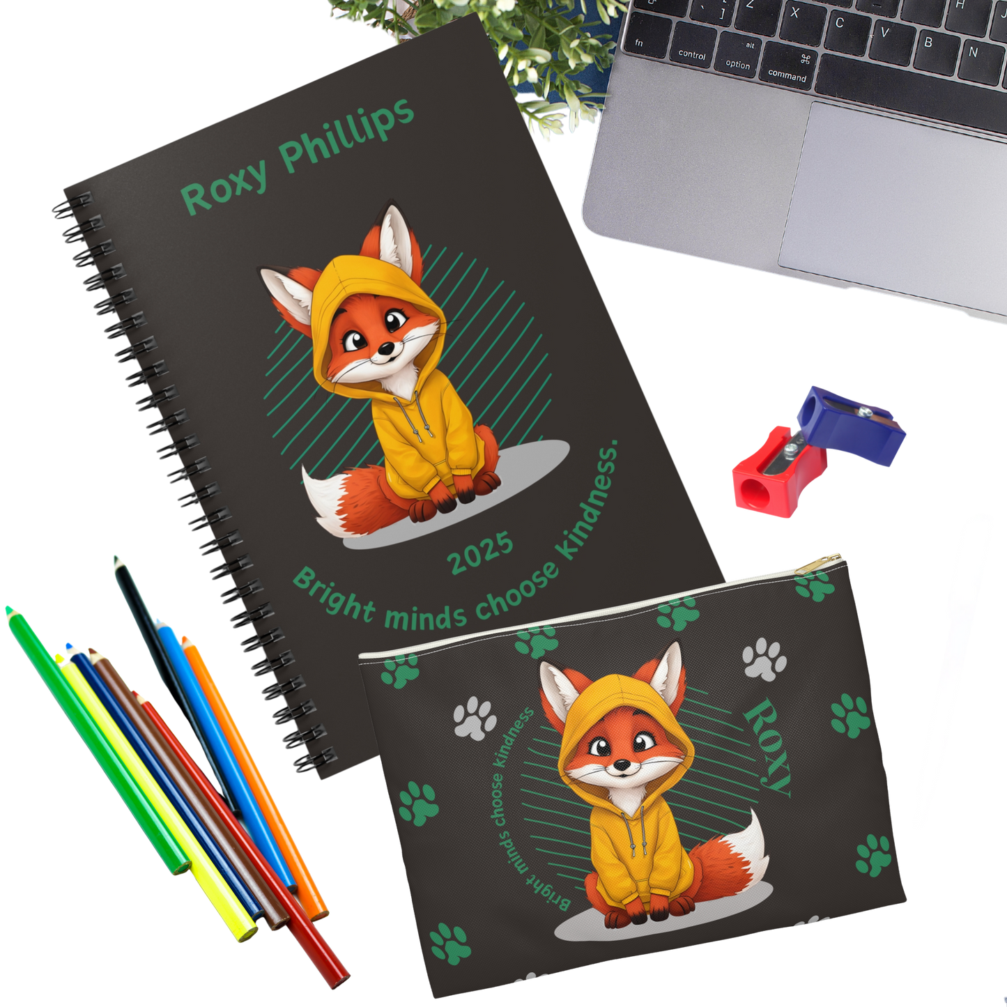 "Bright minds choose kindness." Pencil Case & Accessory Pouch I
