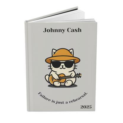 "Failure is just a rehearsal." 2025 Personalized Name & Message Hardcover Cat Journal