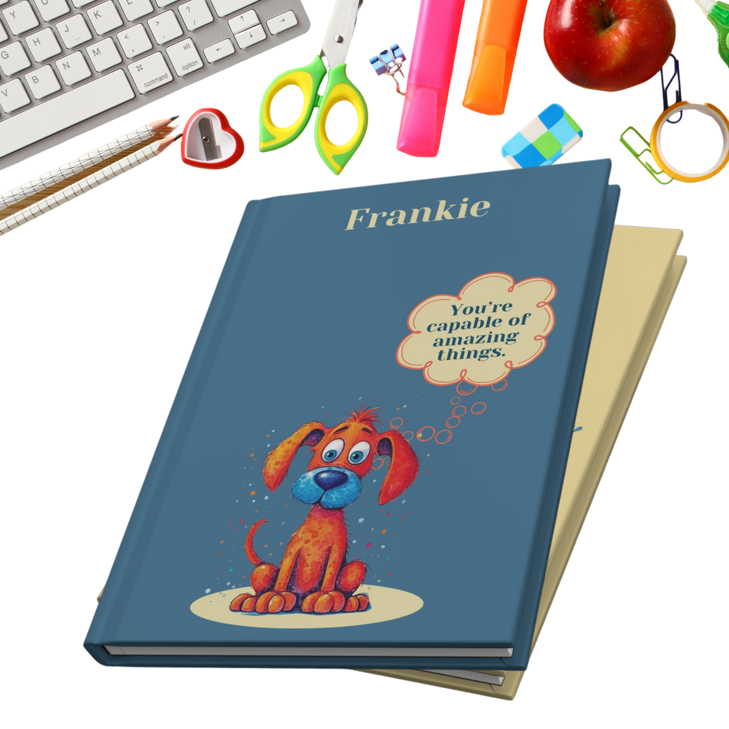 "You're capable of amazing things." 2025 Personalized Name & Message Hardcover Dog Journal