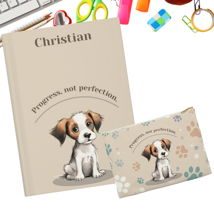 "Progress not perfection." Personalized Pencil Case & Accessory Pouch