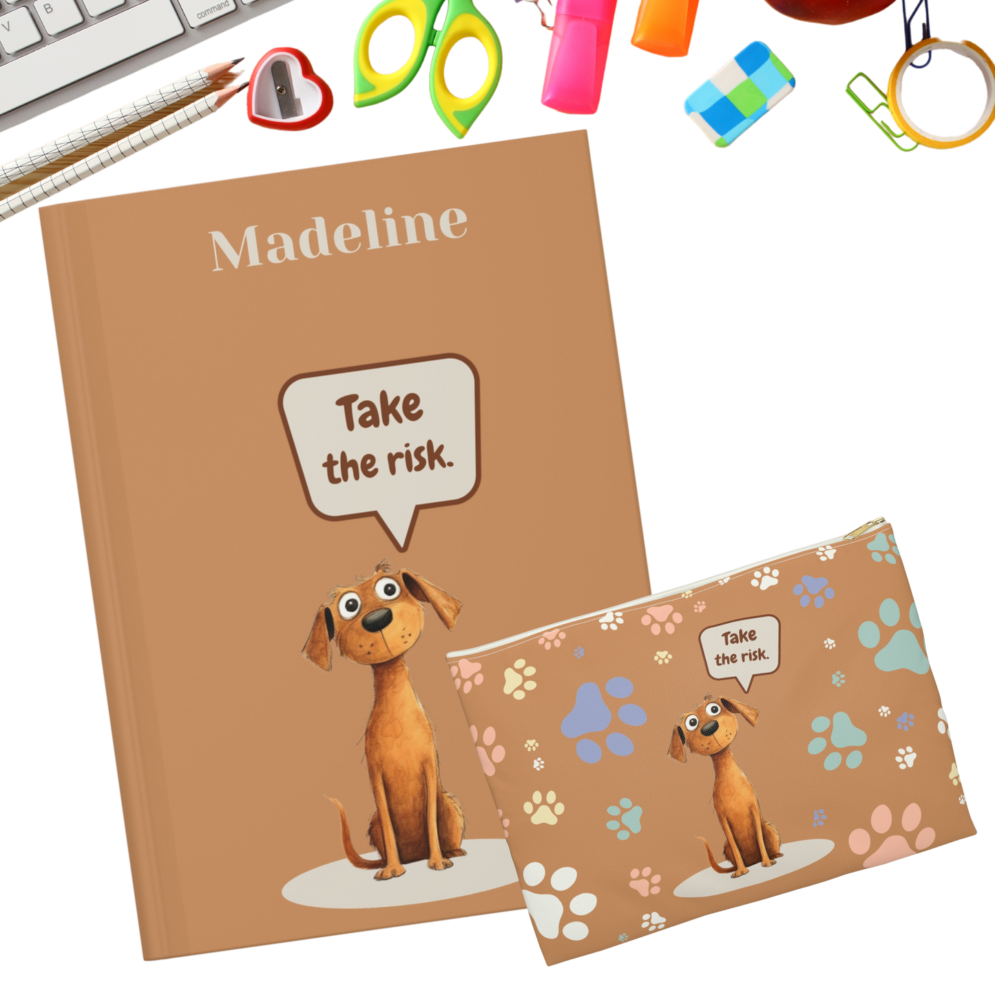 "Take the risk" Personalized Pencil Case & Accessory Pouch