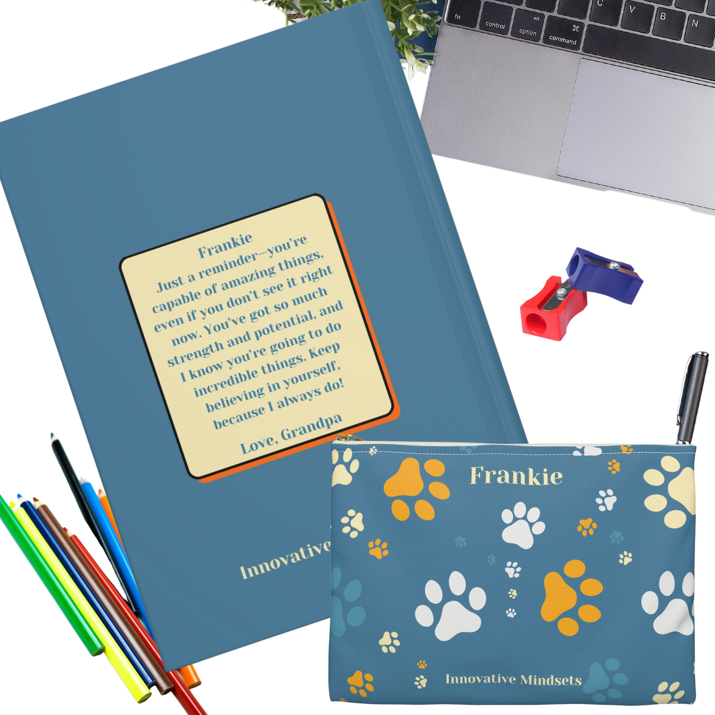"You're capable of amazing things." 2025 Personalized Name & Message Hardcover Dog Journal