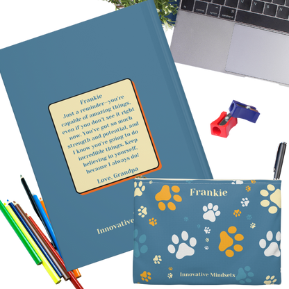 "You're capable of amazing things." 2025 Personalized Name & Message Hardcover Dog Journal