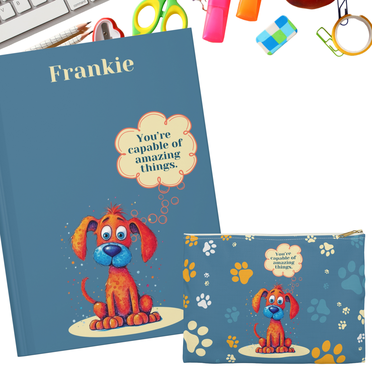 "You're capable of amazing things." 2025 Personalized Name & Message Hardcover Dog Journal