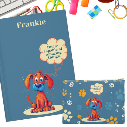 "You're capable of amazing things." 2025 Personalized Name & Message Hardcover Dog Journal