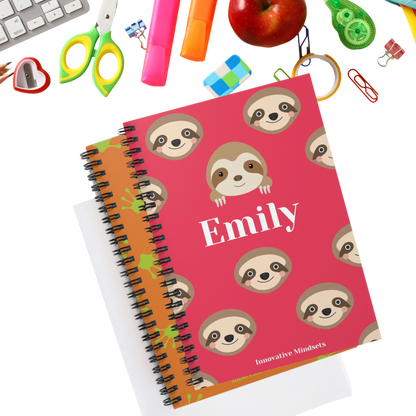 Personalized Sloth Notebook for Kids