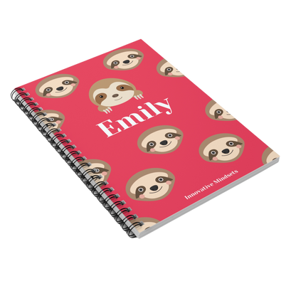 Personalized Sloth Notebook for Kids