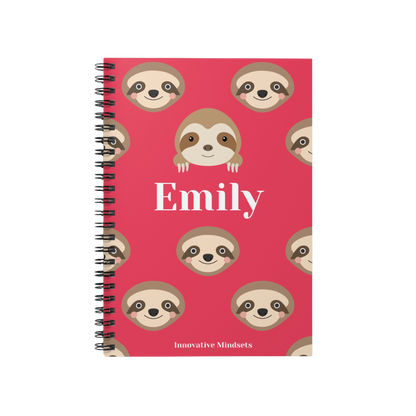 Personalized Sloth Notebook for Kids