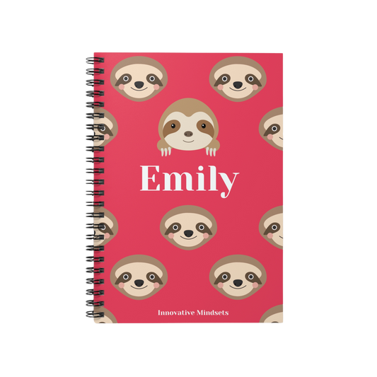 Personalized Sloth Notebook for Kids