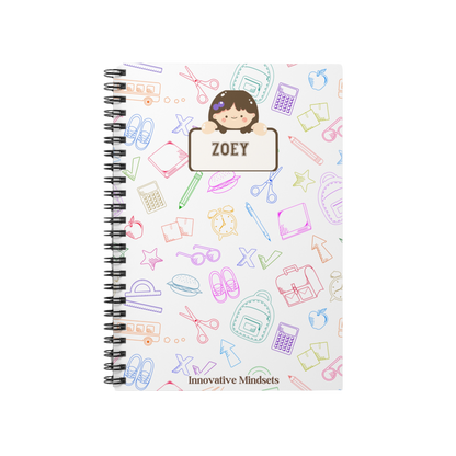 Personalized School-Girl Notebook for Kids