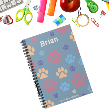 Personalized Paw Print Notebook for Kids