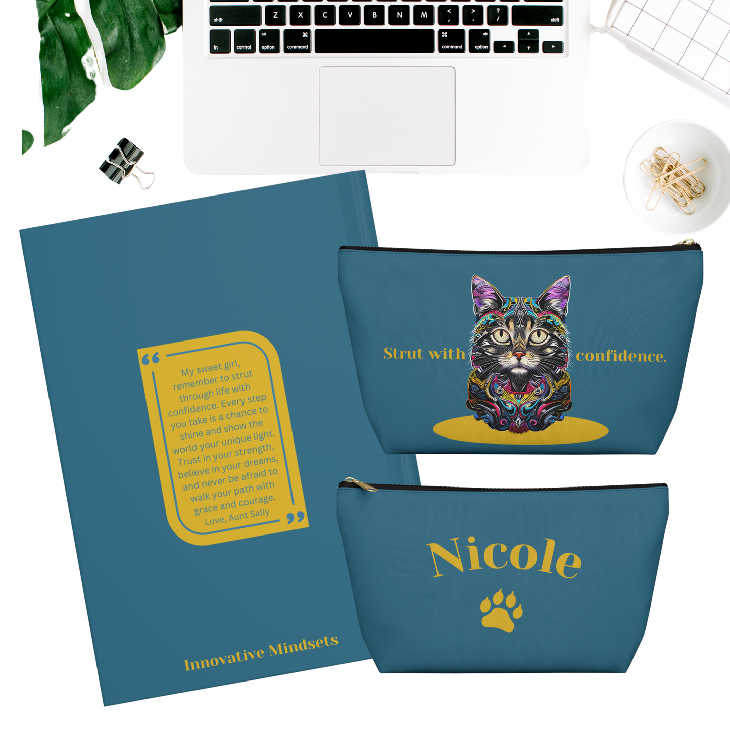 "Strut with confidence." Personalized Accessory Pouch