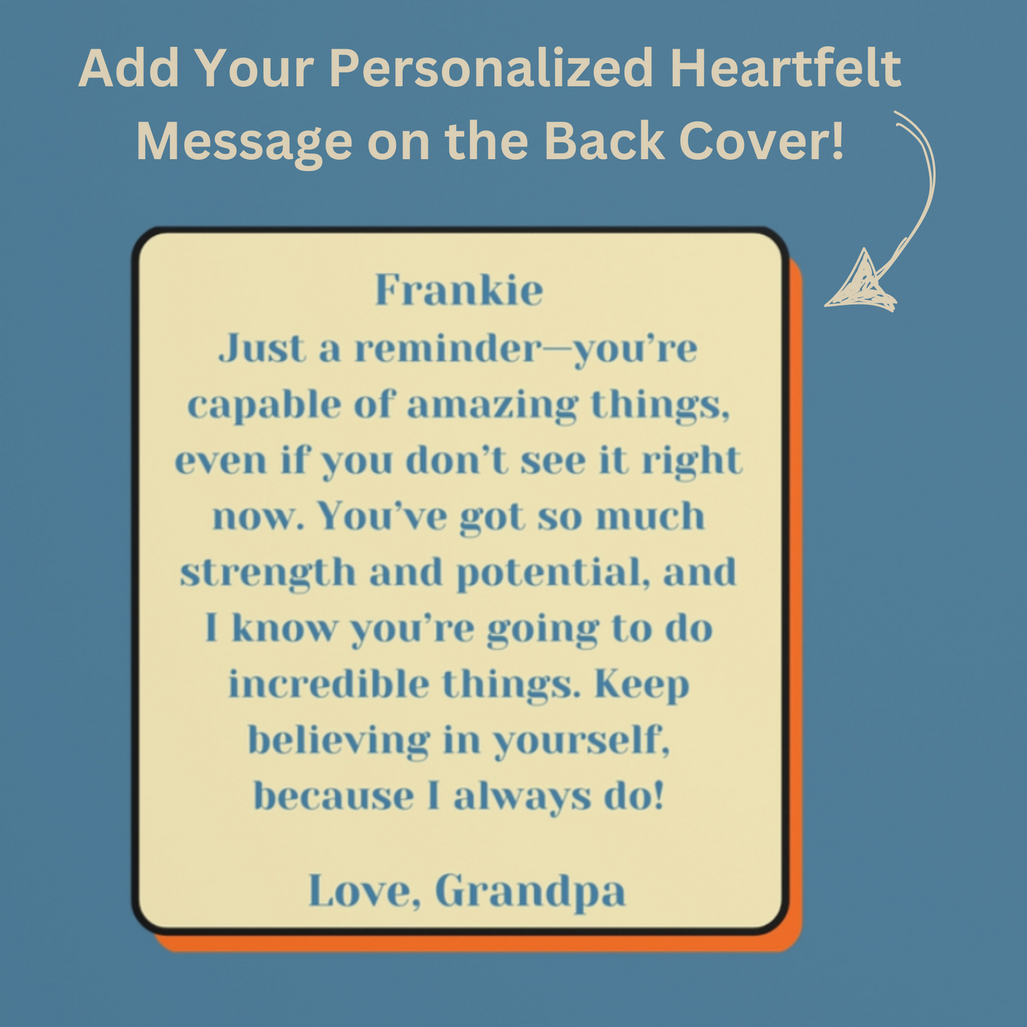 "You're capable of amazing things." 2025 Personalized Name & Message Hardcover Dog Journal