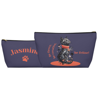 "Be fierce, be creative, be feline!" Personalized Accessory Pouch